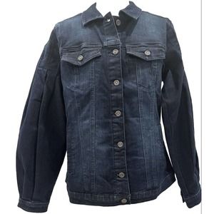 DG2 Diane Gilman Women's SmalI Infinity Stretch Lantern Sleeve Jacket Indigo